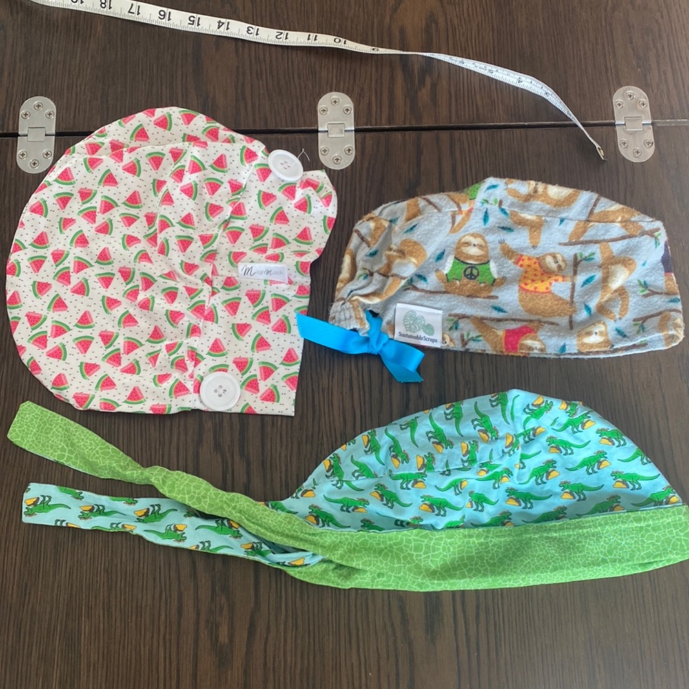 Fun pixie scrub hat bundle/lot from Etsy